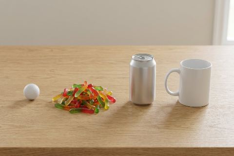 How many gummy worms would fill a coffee mug?
