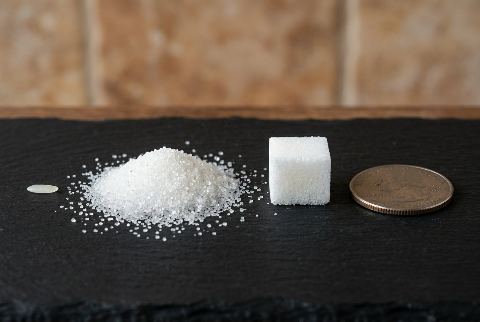 Sugar cube, in “What does 1 teaspoon of granulated sugar look like?”