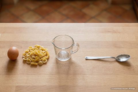 Dry pasta, in “What does 60 grams of dry pasta look like?”
