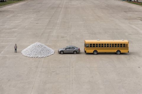 How many ping-pong balls would fill a school bus?