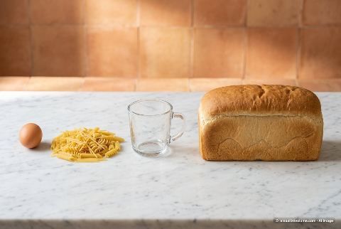 Dry pasta, in “What does 120 grams of dry pasta look like?”