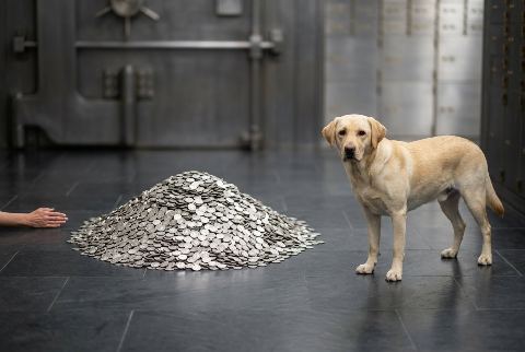 Human hand, in “What do 10,000 silver coins look like?”