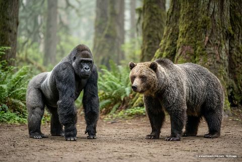 Western lowland gorilla, in “Gorilla vs grizzly bear”