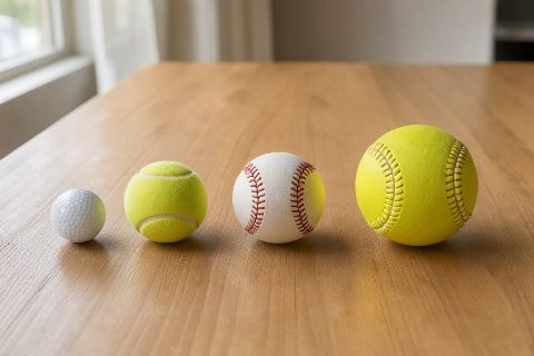 Golf ball vs tennis ball vs baseball vs softball: size comparison