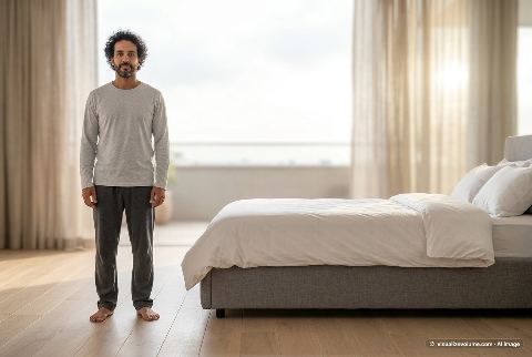 King bed, in “Person vs king bed”