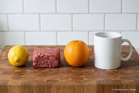 Ground beef, in “What does 200 grams of ground beef look like?”