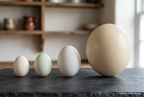 Ostrich egg, in “Chicken egg vs duck egg vs goose egg vs ostrich egg”