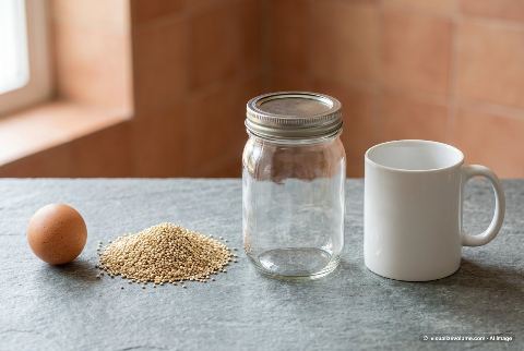 Dry quinoa, in “What does 75 grams of quinoa (dry) look like?”