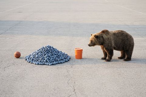 How many blueberries weigh as much as a grizzly bear?
