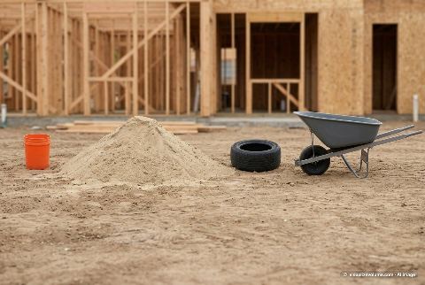 Dry sand, in “What does 1 cubic yard of dry sand look like?”