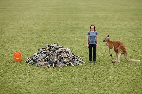 How many tennis rackets weigh as much as a kangaroo?