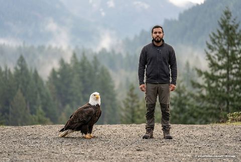 Bald eagle, in “Bald eagle vs person”