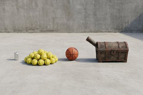 How many softballs would fill a treasure chest?