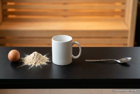 Whey protein powder, in “What does 50 grams of whey protein powder look like?”