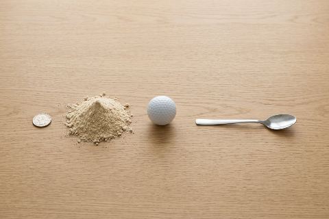 What does 50 grams of whey protein powder look like?