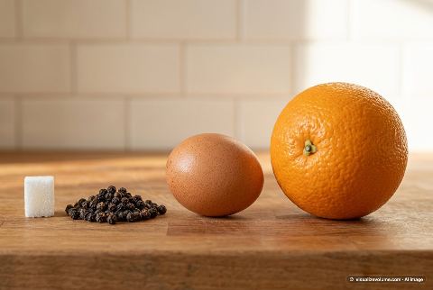 Ground black pepper, in “What does 5 grams of black peppercorns look like?”